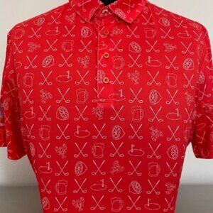CS Red Golf & Crawfish Print Polo